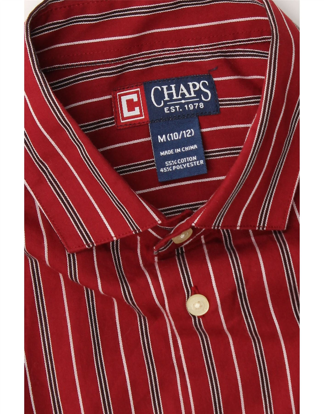 Camisa Chaps Boys 10-11 Anos Médio Algodão Listrado Borgonha