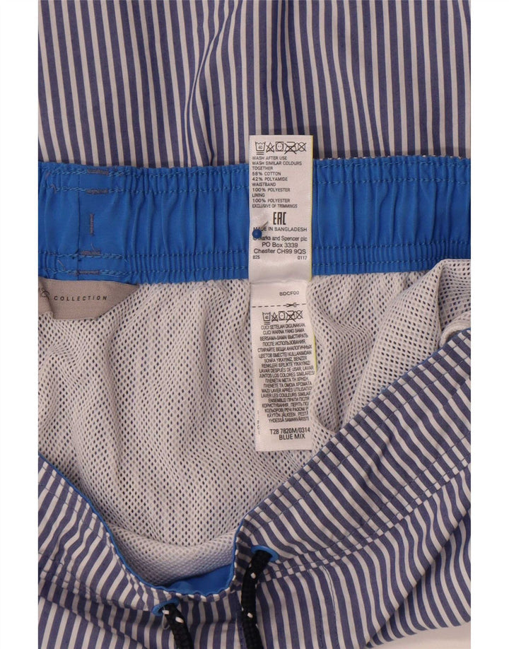 Shorts de natação masculino Marks & Spencer grande algodão listrado azul