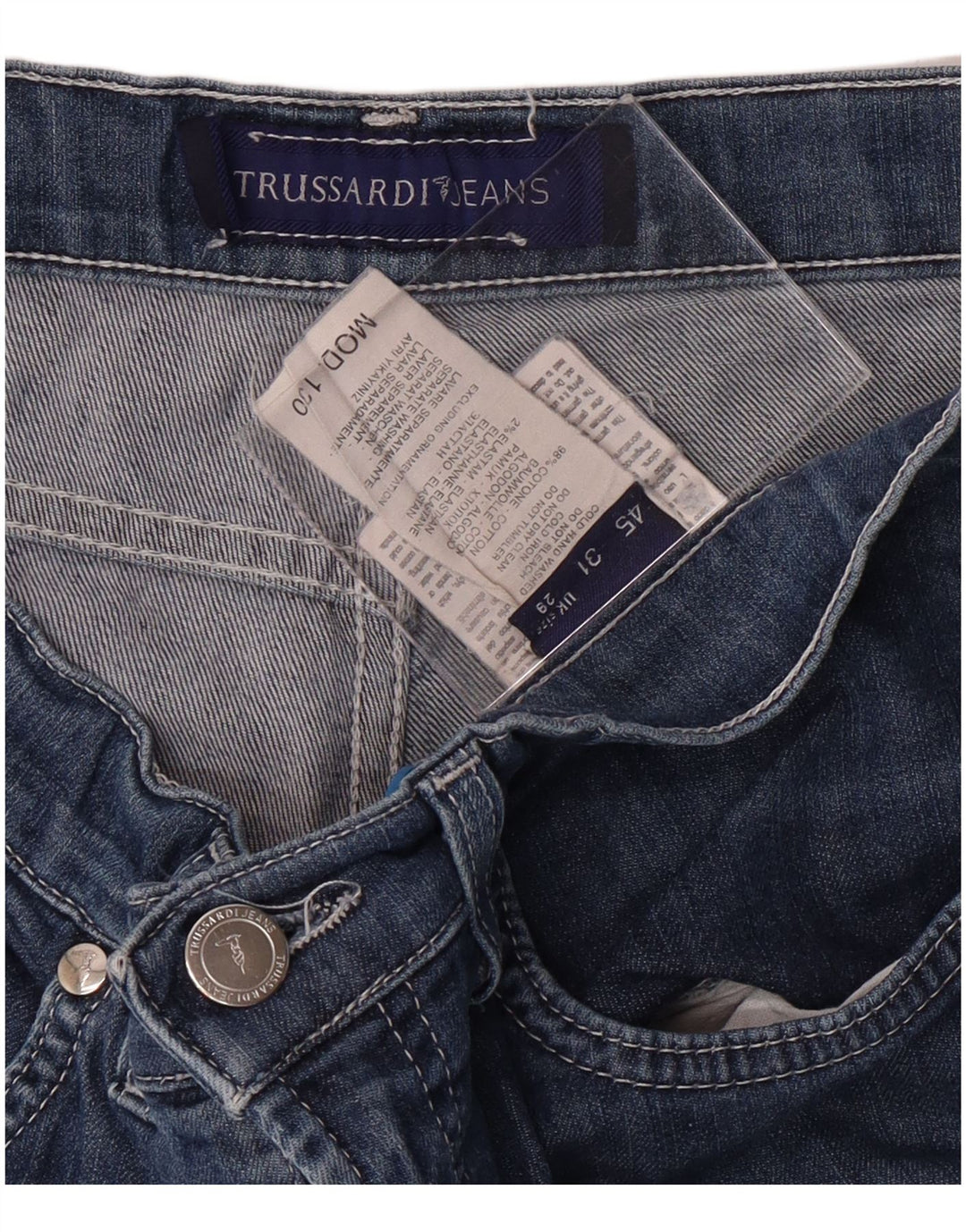 Jeans retos femininos TRUSSARDI W29 L28 algodão azul