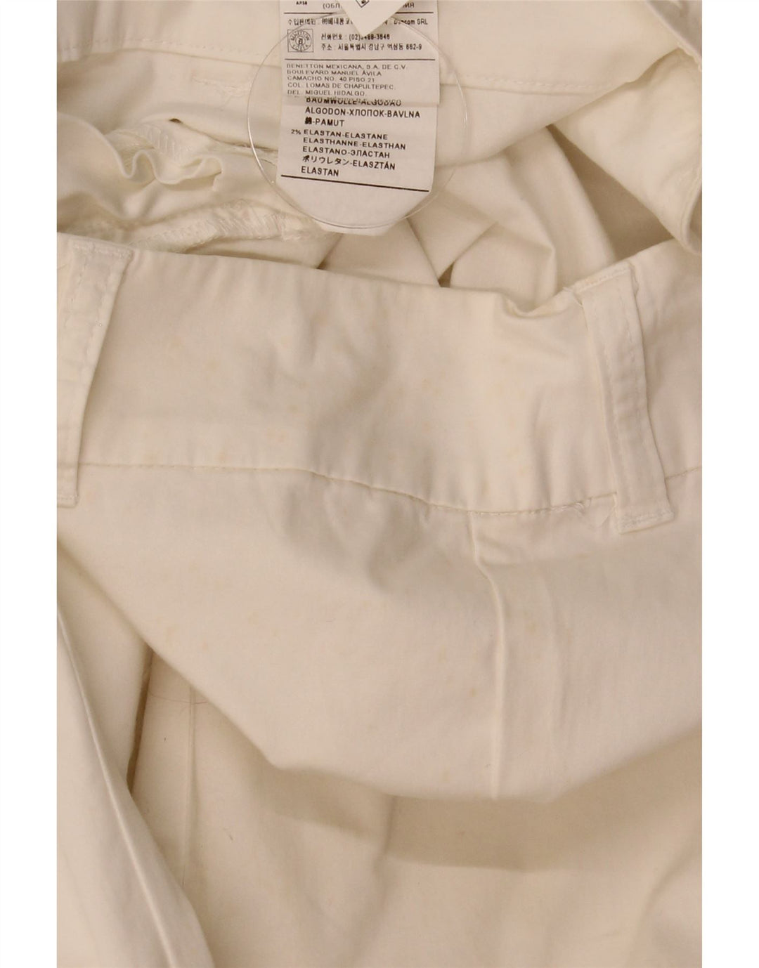 Calça capri feminina Benetton IT 44 médio W31 L22 algodão branco