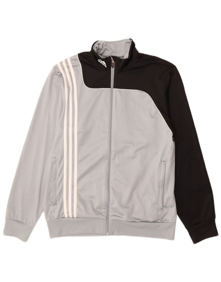 Adidas Mens Tracksuit Top Jacket UK 40/42 Cinza Médio Colourblock Poliéster