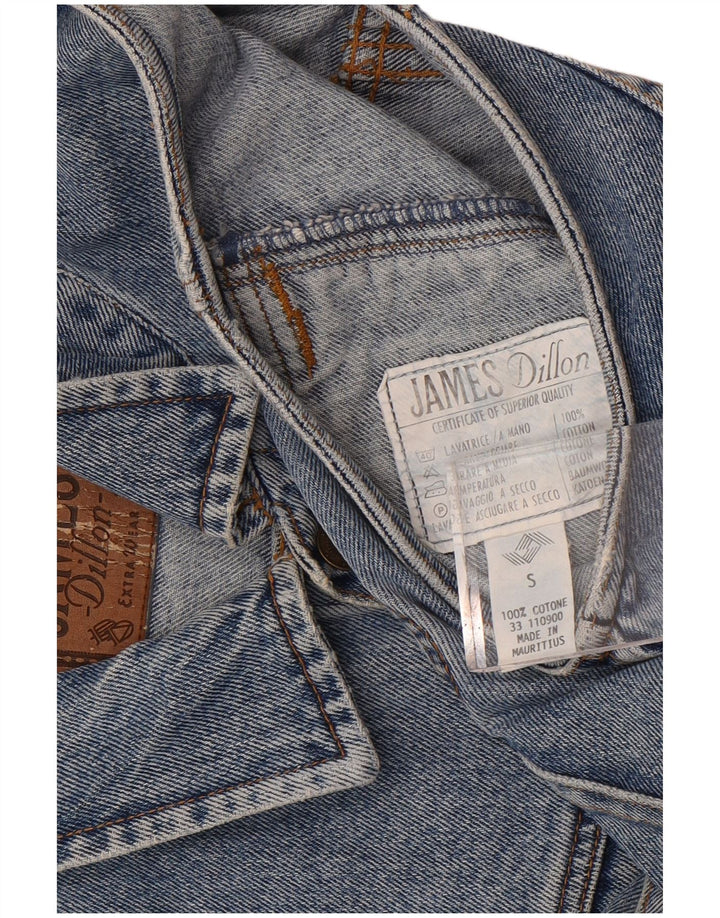 Colete jeans masculino James Dillon UK 36 algodão azul pequeno