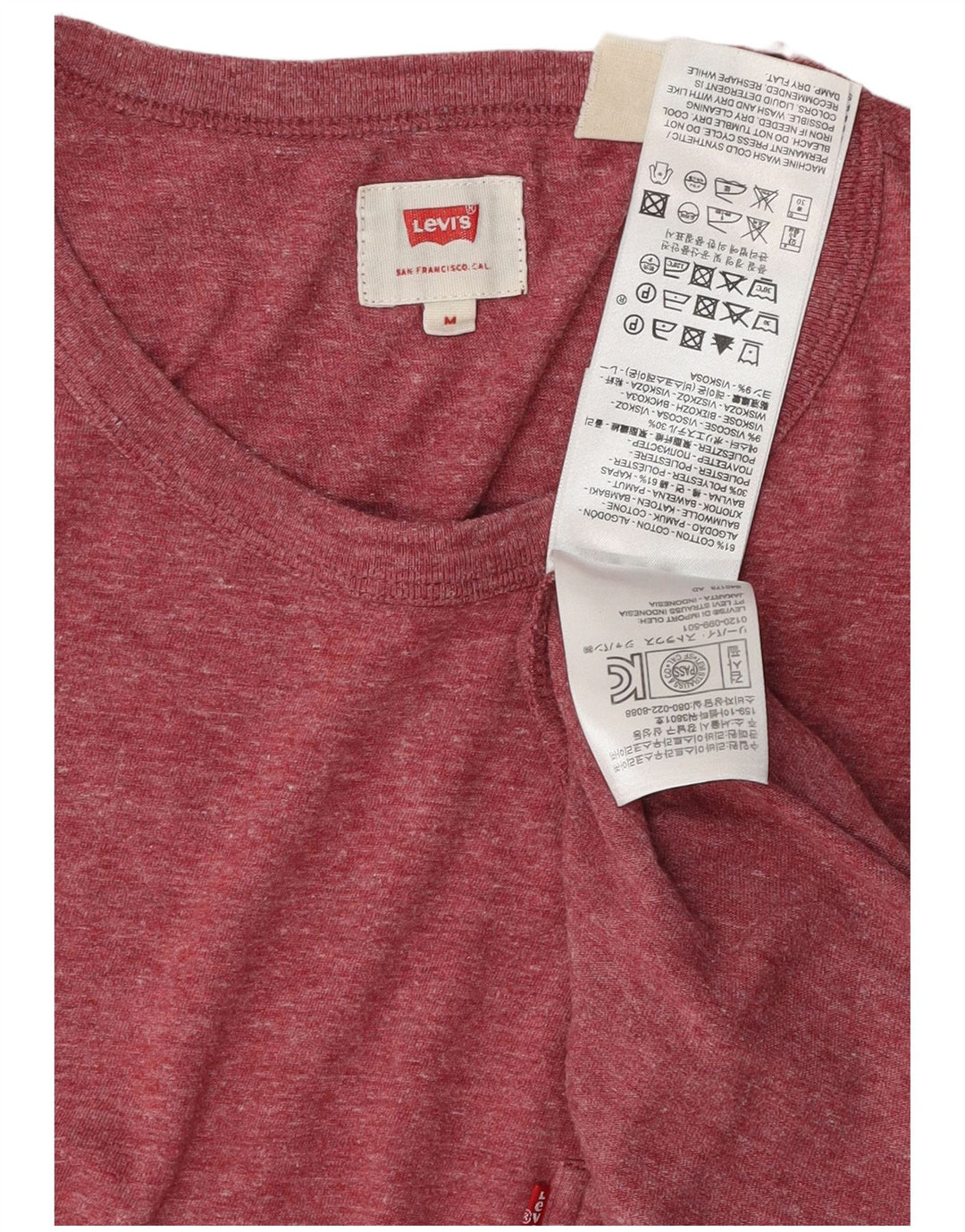 Camiseta masculina LEVI'S Top médio de algodão manchado vermelho