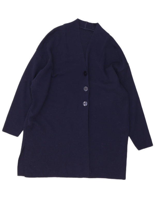Suéter cardigã feminino Longline da Marks & Spencer Reino Unido 12 médio azul marinho