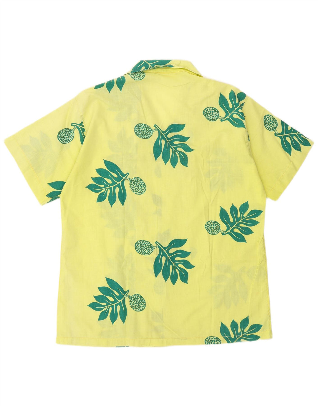 Camisa masculina vintage de manga curta floral amarelo médio