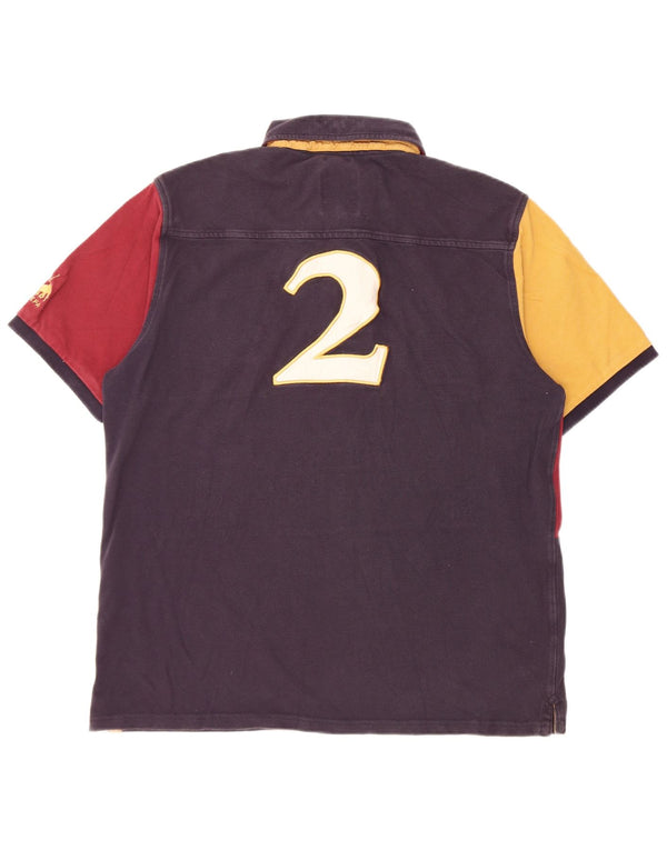 Camisa polo masculina Joules Graphic Classic Fit grande bloco colorido azul marinho