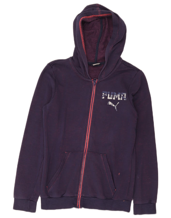 Suéter Puma feminino com capuz e zíper gráfico 13-14 anos algodão roxo