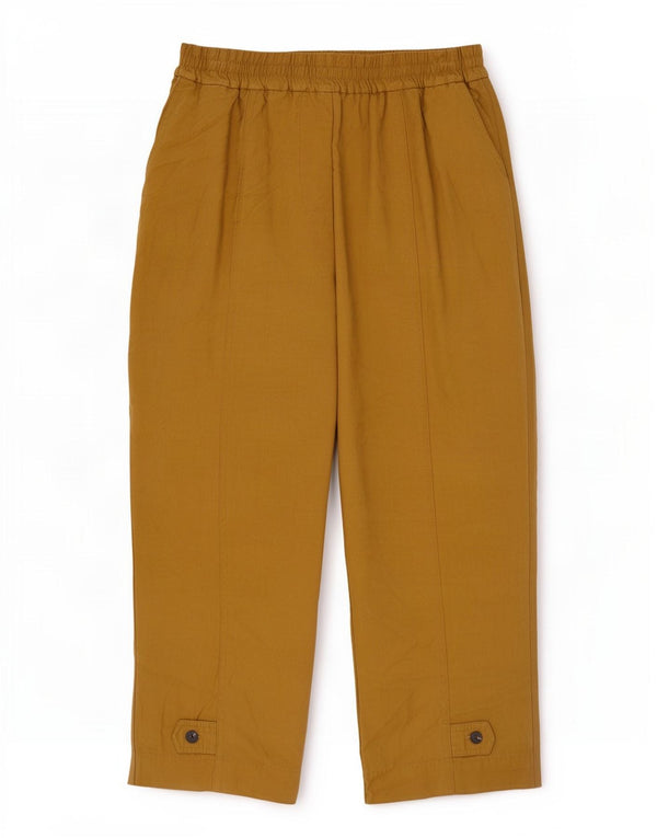 Zara Calça Capri Feminina Solta Fit Médio W28 L23 Cáqui Viscose