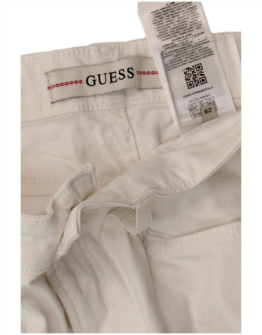 Calça jeans feminina GUESS com ajuste relaxado W29 L31 algodão branco
