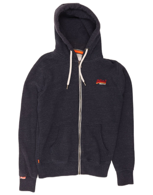 Suéter masculino Superdry Regular Fit com capuz e zíper XS azul marinho algodão manchado
