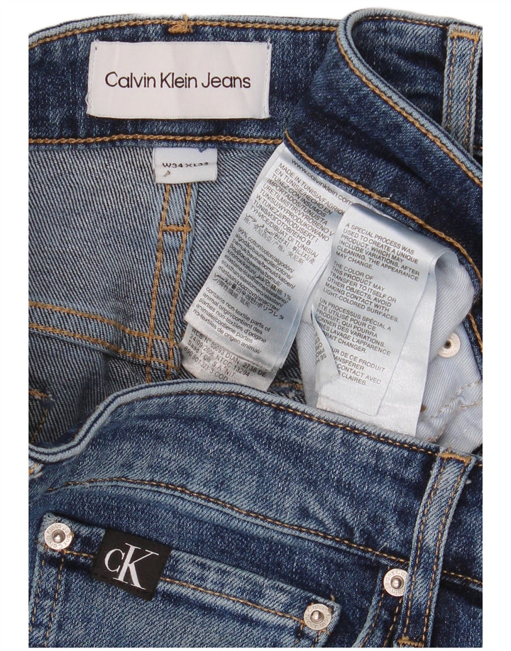 Calvin Klein Masculino Slim Jeans W34 L32 Azul Algodão