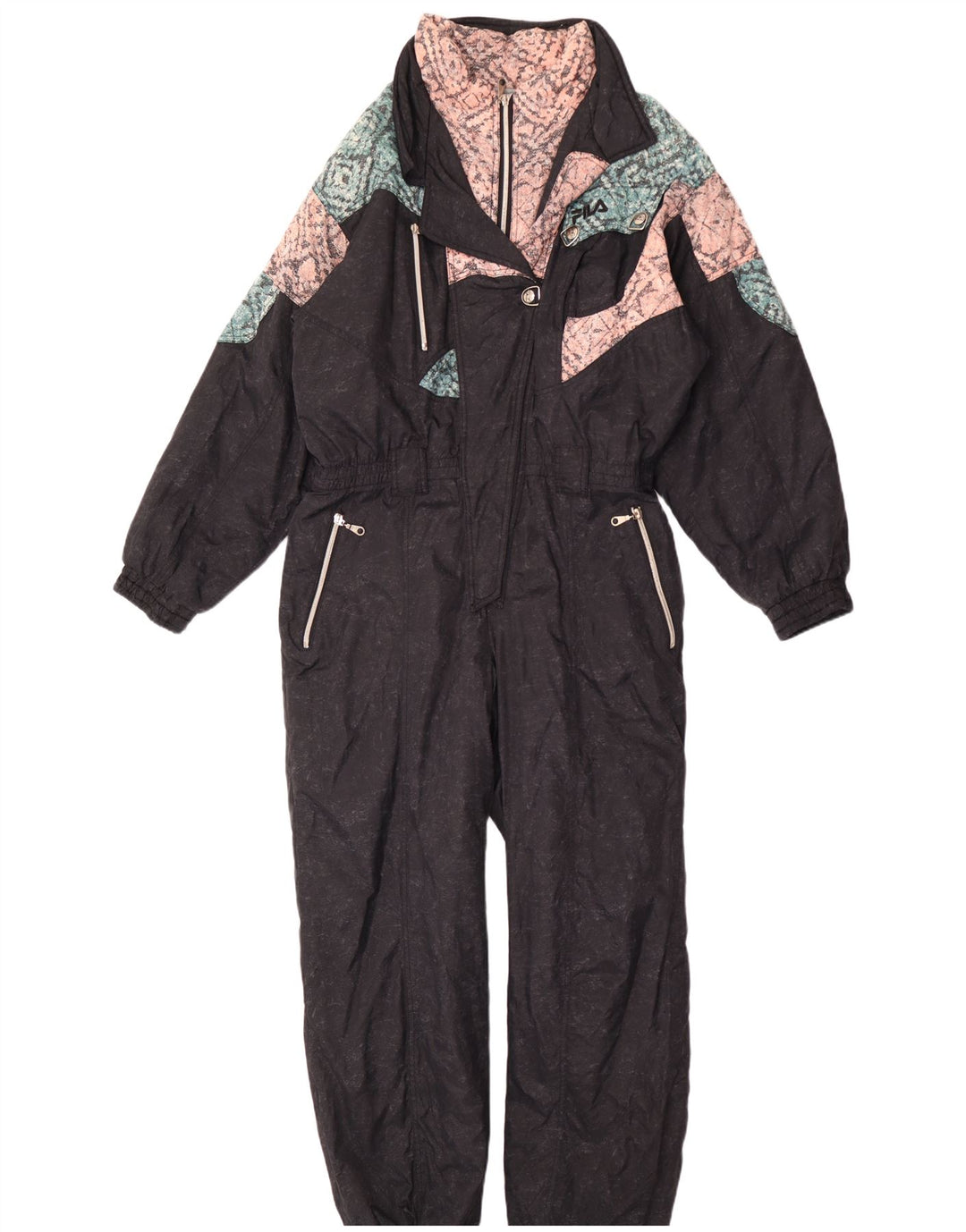 Macacão de esqui feminino Fila IT 48 XL preto colorblock