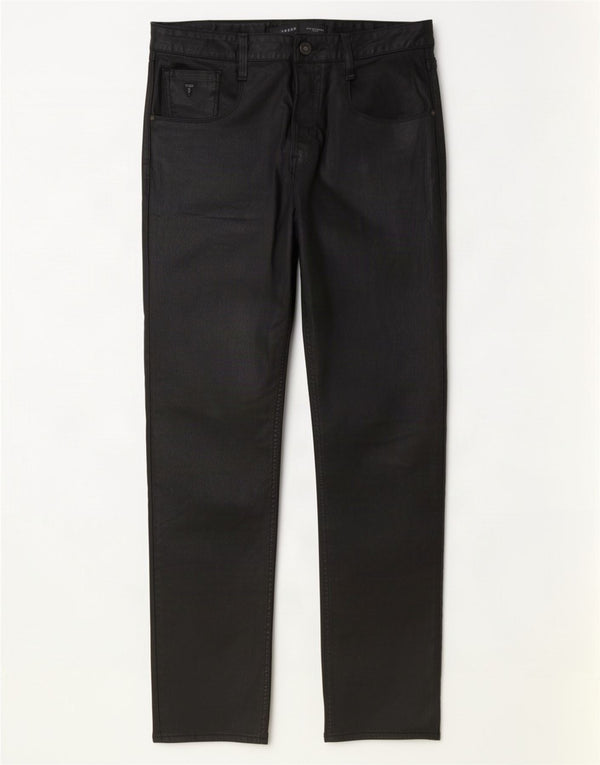 Guess Mens Slim Straight Calça Casual W34 L34 Algodão Preto