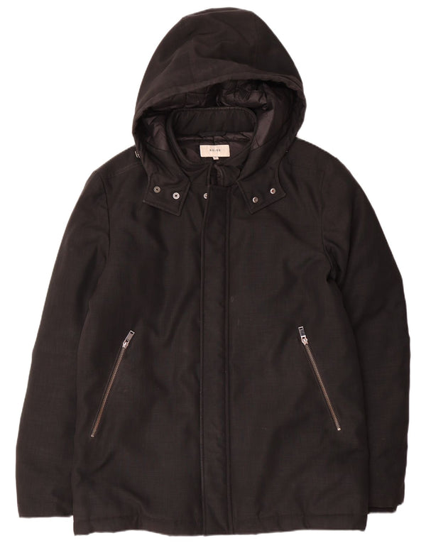 Jaqueta masculina acolchoada com capuz Reiss UK 42 XL poliéster preto