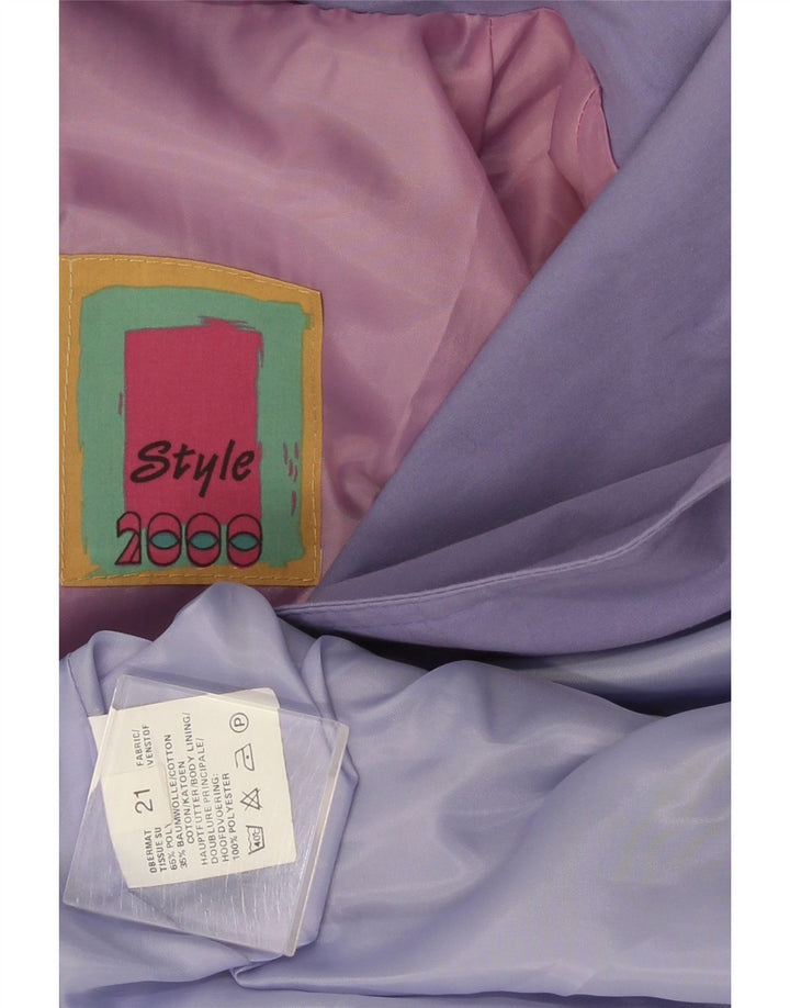 Casaco Double Breasted feminino vintage UK 22 2XL poliéster roxo