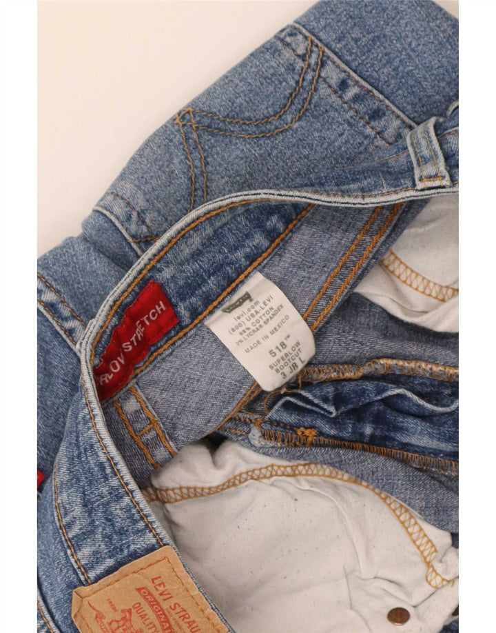 Calça jeans feminina Levi's 518 Super Low Bootcut tamanho 3 pequeno W28 L32 azul algodão