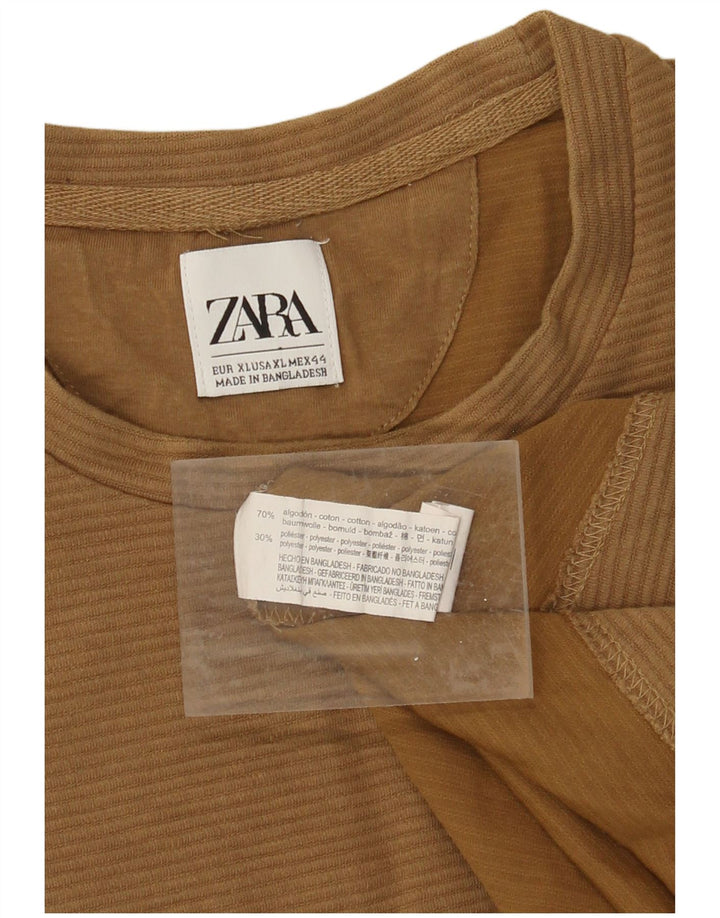 Camiseta masculina ZARA Top XL algodão marrom