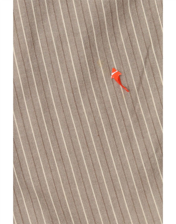 Calça capri feminina DOCKERS US 10 grande W30 L22 algodão listrado cinza