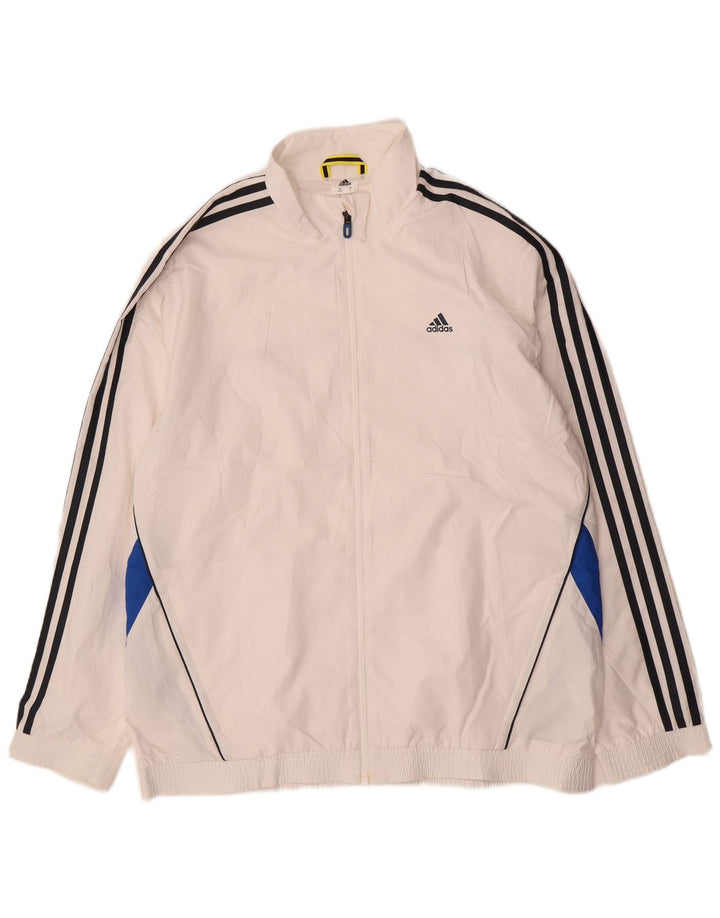 Adidas Mens Tracksuit Top Jacket UK 44/46 Grande Branco Colorblock Poliéster