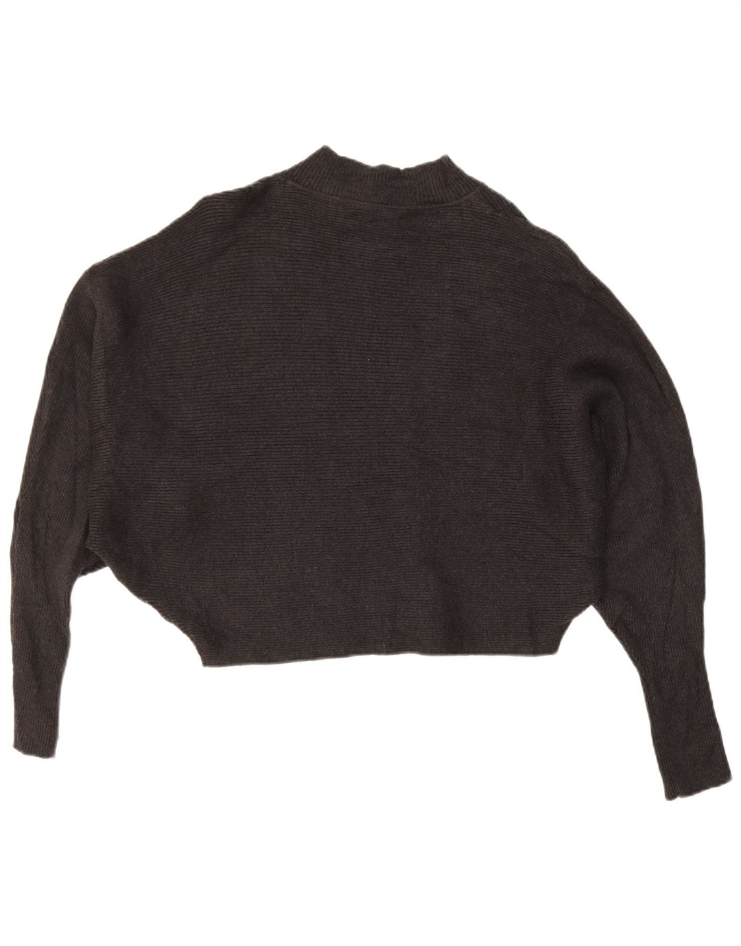 Suéter feminino Zara Batwing Crop com gola tartaruga Reino Unido 16 grande cinza