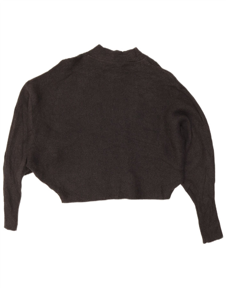 Suéter feminino Zara Batwing Crop com gola tartaruga Reino Unido 16 grande cinza