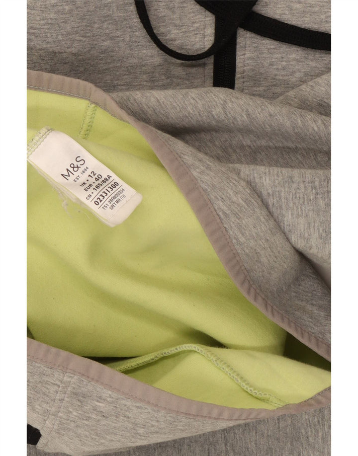 Suéter feminino Marks & Spencer com capuz e zíper Reino Unido 12 algodão cinza médio