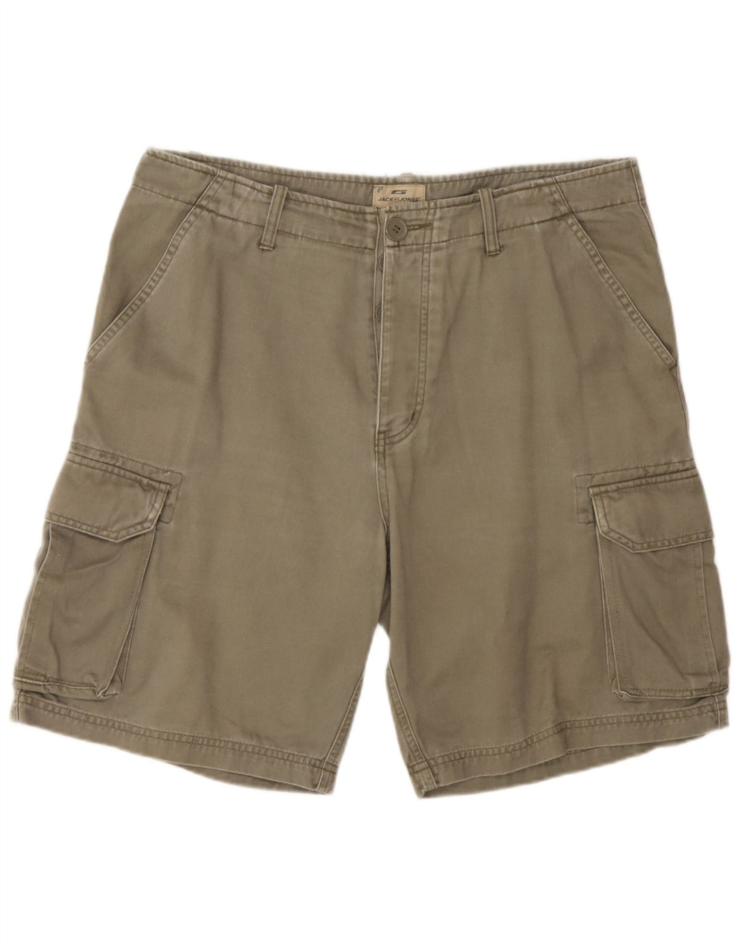 Shorts cargo masculino Jack & Jones grande W34 algodão cáqui