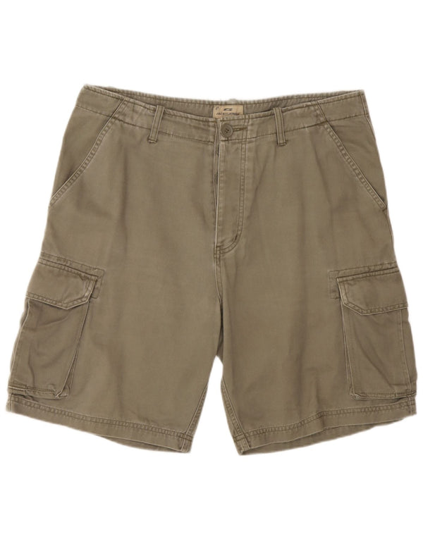 Shorts cargo masculino Jack & Jones grande W34 algodão cáqui