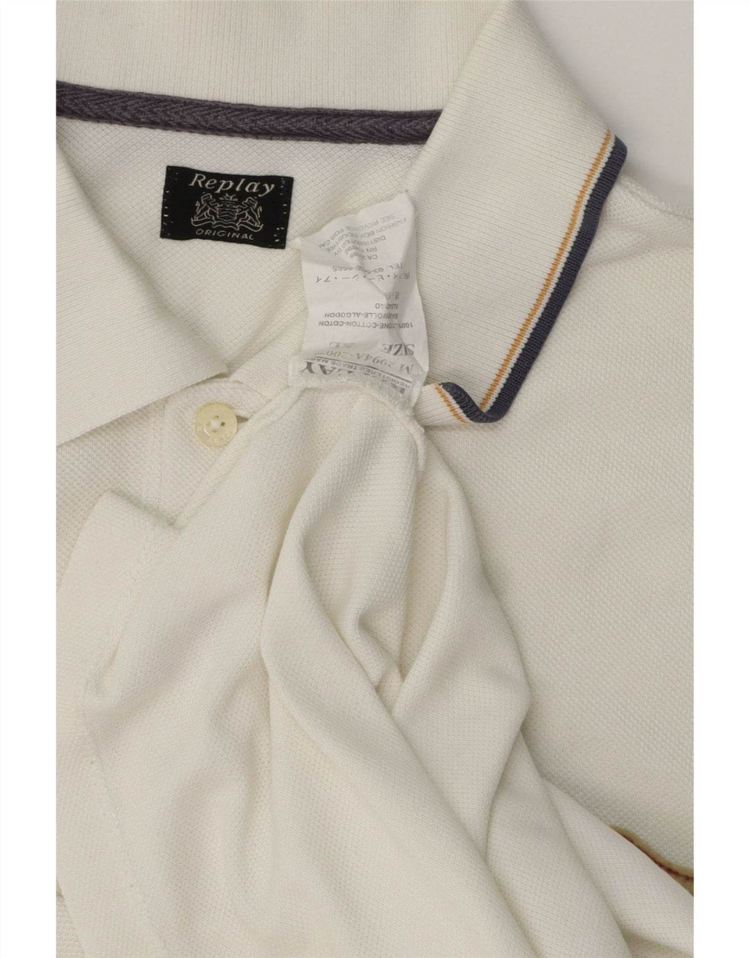 Camisa polo masculina Replay XL algodão branco clássico
