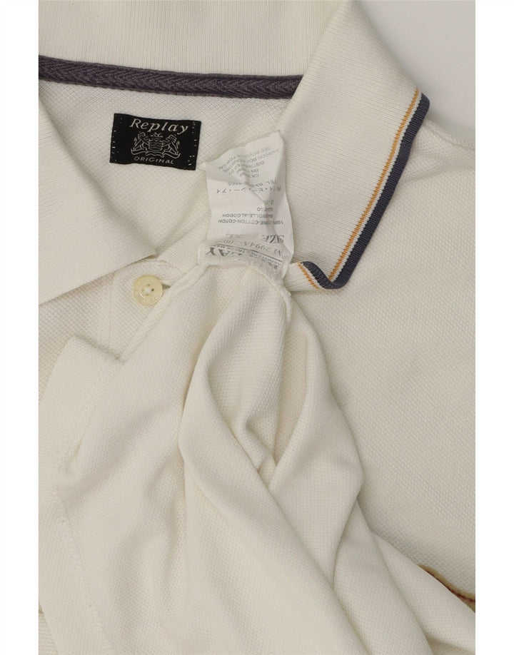 Camisa polo masculina Replay XL algodão branco clássico
