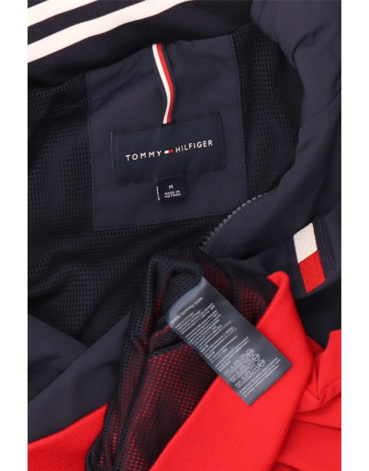 Jaqueta bomber masculina com capuz Tommy Hilfiger Reino Unido 38 bloco colorido azul marinho médio