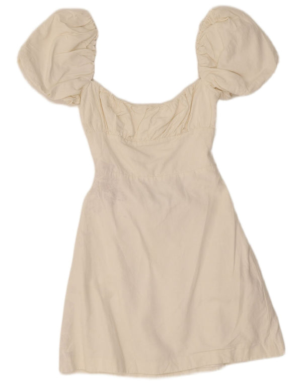 Zara Womens Cutout Off Shoulder Dress UK 4 XS White Viscose