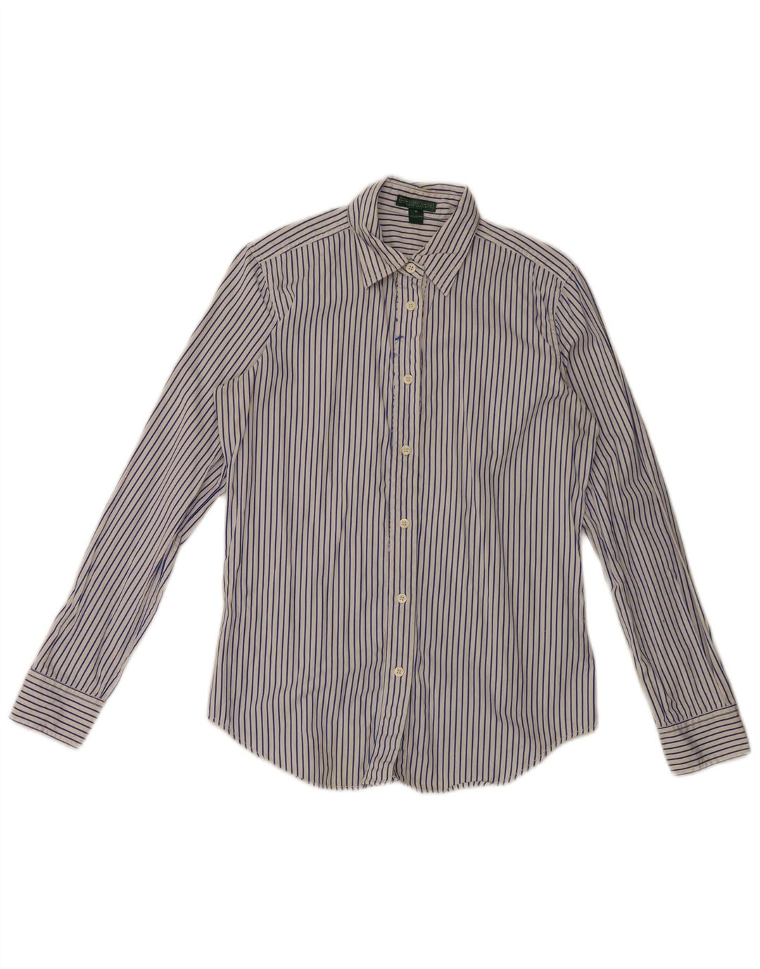Camisa feminina Ralph Lauren Reino Unido 14 algodão listrado branco médio