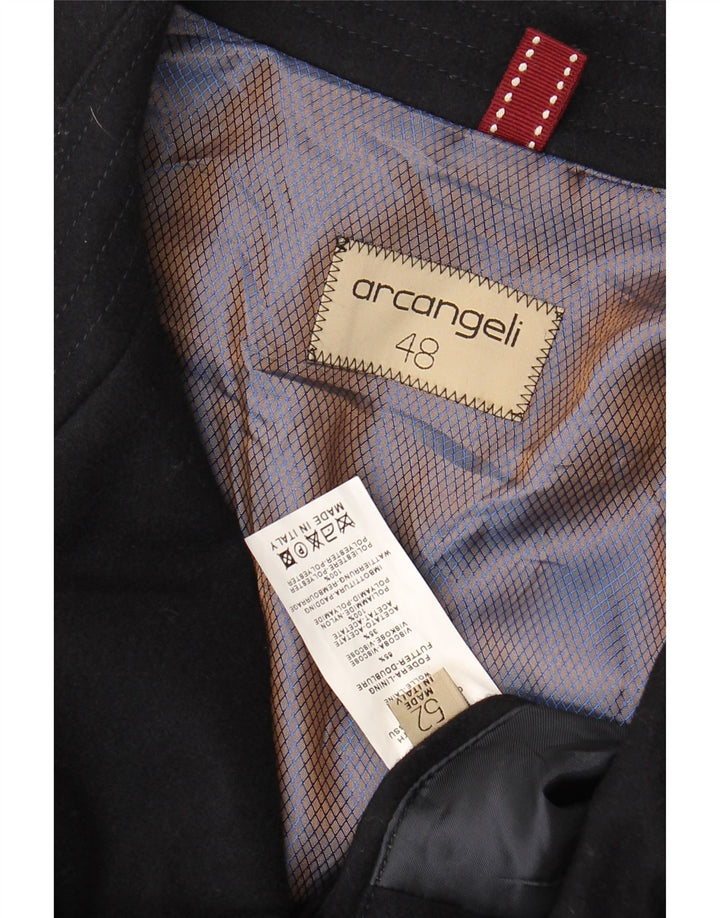 VINTAGE Mens Pea Coat IT 52 XL Lã Azul Marinho
