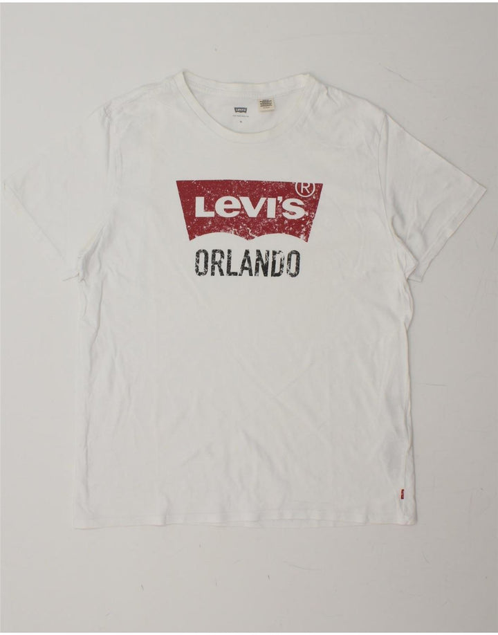 LEVI'S Mens Graphic T-Shirt Top XL White Cotton Vintage Levi's and Second-Hand Levi's from Messina Hembry 