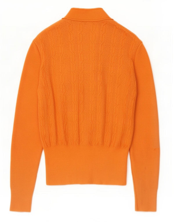 Suéter Cardigan Feminino Vintage UK 10 Pequeno Laranja