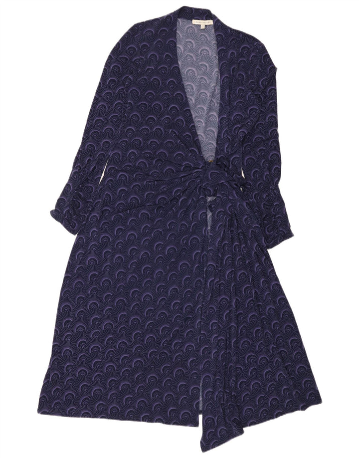 Vestido feminino Laura Ashley com padrão abstrato Reino Unido 12 roxo médio