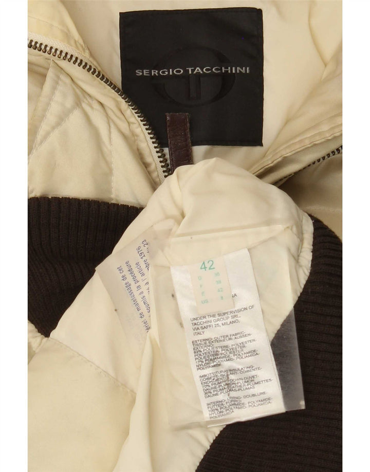 Jaqueta acolchoada com capuz feminino Sergio Tacchini IT 42 Medium Beige Colourblock