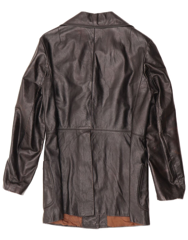 Jaqueta de couro feminina vintage Reino Unido 10 couro preto pequeno