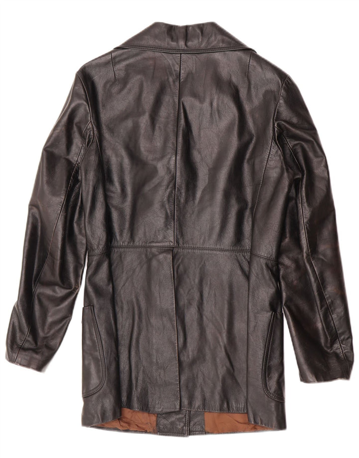 Jaqueta de couro feminina vintage Reino Unido 10 couro preto pequeno