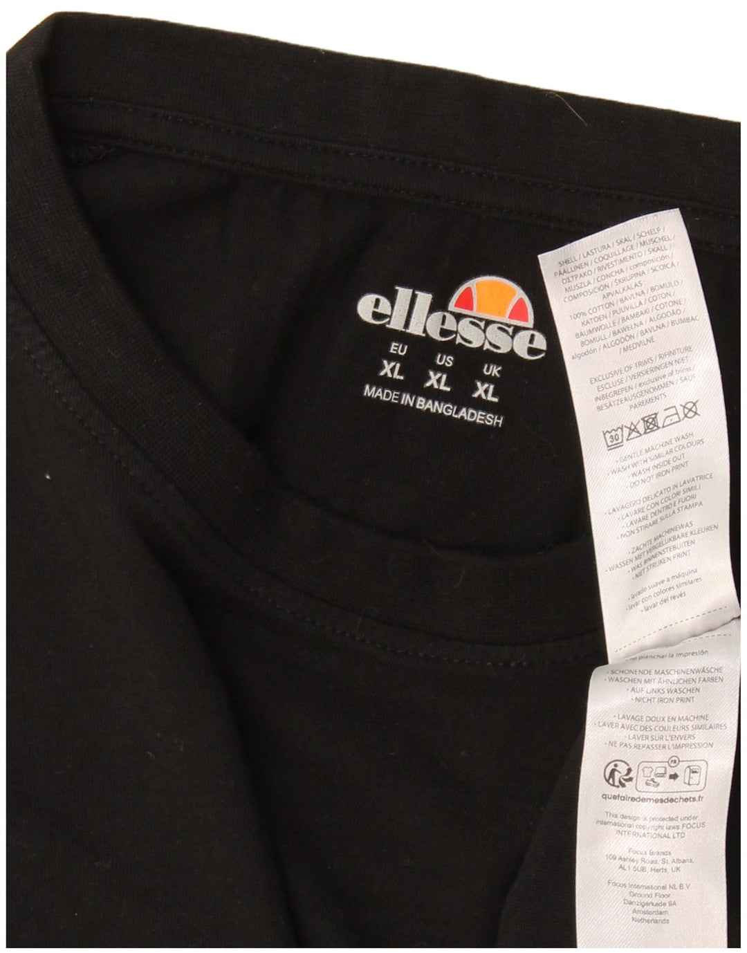 Camiseta masculina ELLESSE Top XL algodão preto