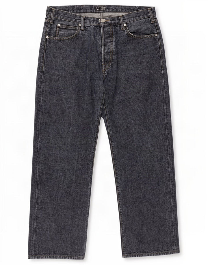 Calça jeans reta masculina Armani W36 L31 algodão azul marinho