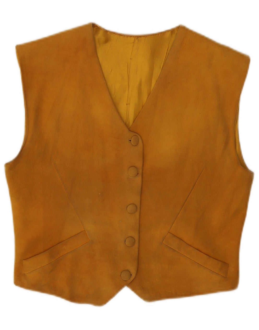 Colete de camurça vintage feminino UK 8 pequeno bege