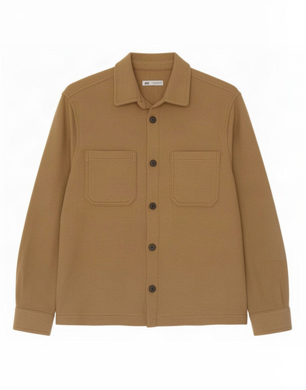 Zara Camiseta masculina grande poliéster bege