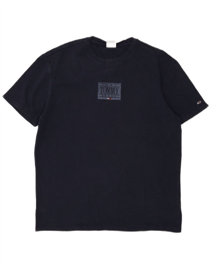 Tommy Hilfiger Camiseta masculina gráfica Top Médio Azul Marinho