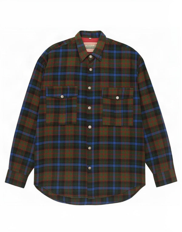 Tavarner Camisa masculina de flanela com ajuste solto, lã xadrez verde médio