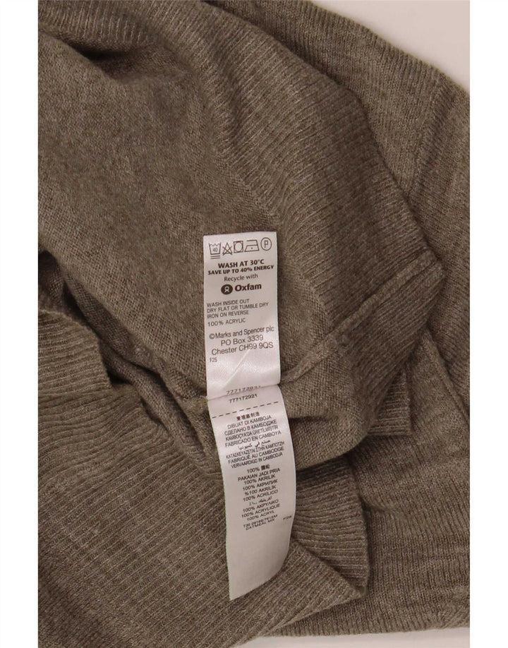Suéter masculino Marks & Spencer com decote em V, pequeno acrílico salpicado bege