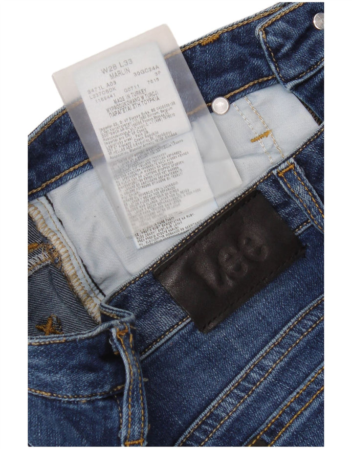 Lee Womens Marlin Straight Jeans W28 L33 Azul Algodão