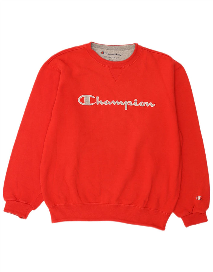 CHAMPION Suéter gráfico masculino pequeno algodão vermelho