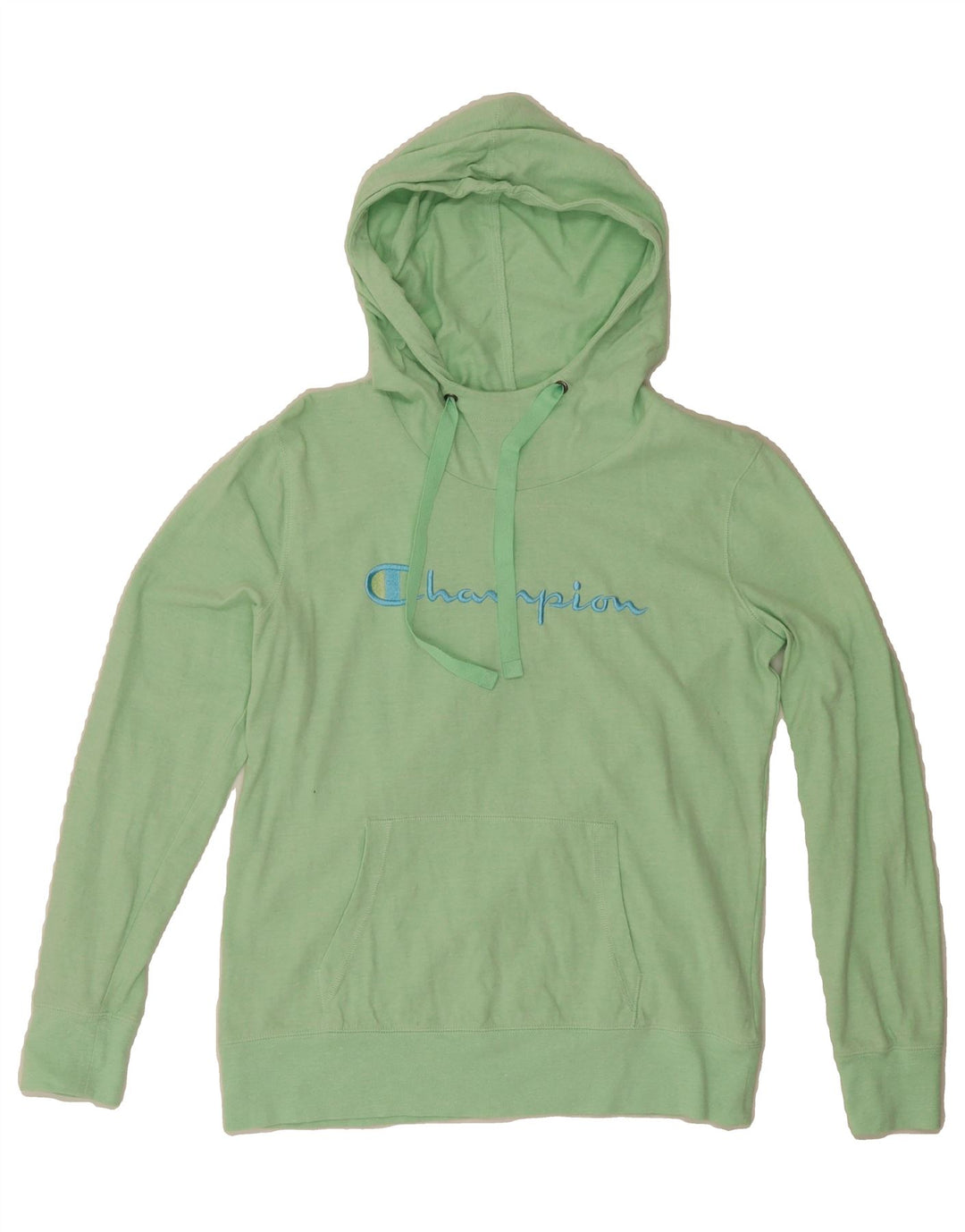 CHAMPION Womens Graphic Hoodie Jumper UK 14 Medium Green Cotton Vintage Champion and Second-Hand Champion from Messina Hembry 